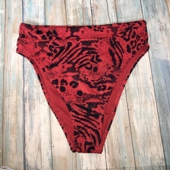 Xhilaration Other - NWT Xhilaration Red Printed High Waisted High Leg
Blini Bottoms Women’s Medium